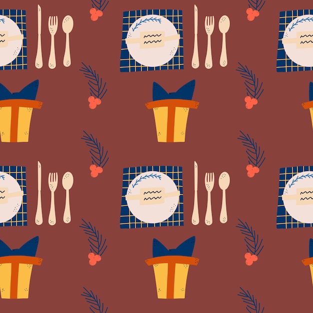 Vector seamless pattern for christmas and new year. vector illustration in flat style