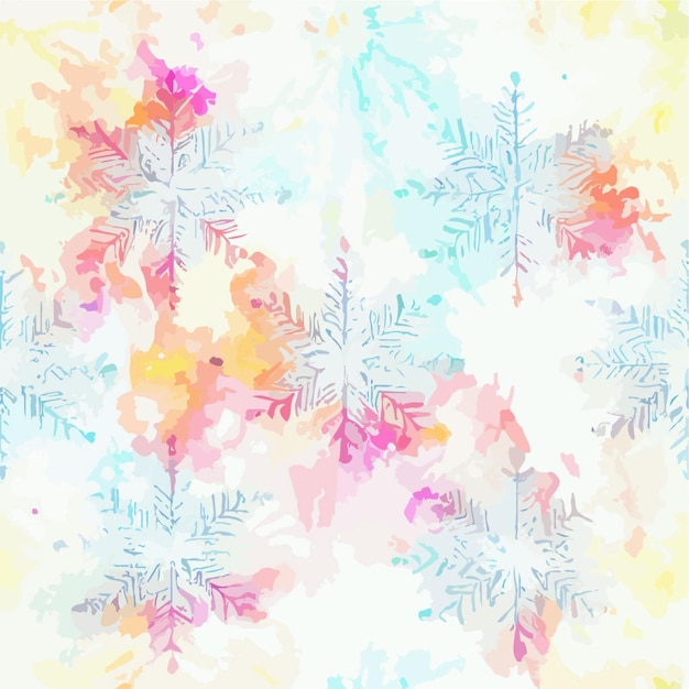 Vector seamless pattern christmas snowflake watercolor xmas endless pattern newyear holidays