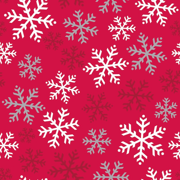 Seamless pattern of Christmas Snowflakes with Red Background- Christmas Vector design