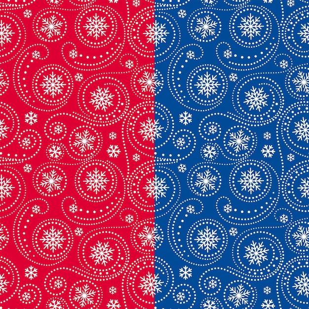 소용돌이 점이 있는 크리스마스 눈송이의 매끄러운 패턴 - 크리스마스 벡터 디자인