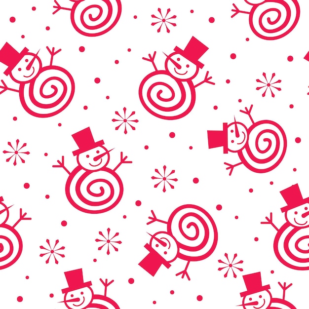 Vector seamless pattern of christmas snowman with peppermint candy body christmas vector illustration