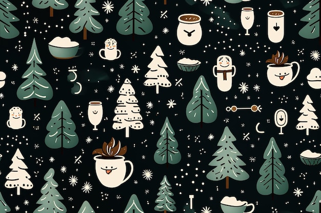 Vector seamless pattern of christmas tree abstract forest trees cute pattern with trees for textiles