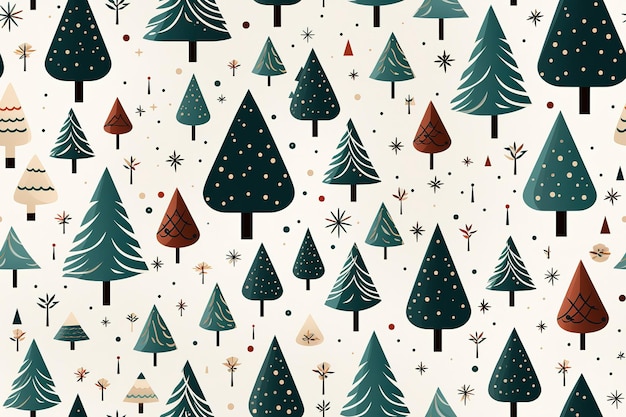 Disegno senza cuciture di albero di natale alberi forestali astratti disegno carino con alberi per tessuti