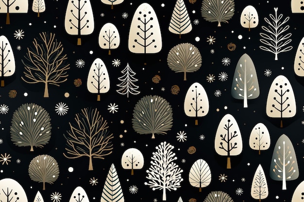 クリスマスツリーのシームレスなパターン 抽象的な森の木 テキスタイルの木の可愛いパターン