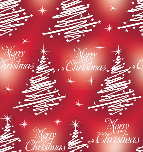 Modello senza giunture dell'albero di natale con il disegno vettoriale di merry christmas wordings-christmas