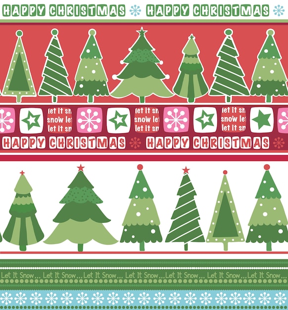 クリスマス ツリーの文言とのシームレスなパターン - クリスマス ベクター デザイン