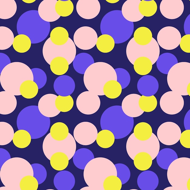 Seamless pattern of circles of different sizes in trendy colors.