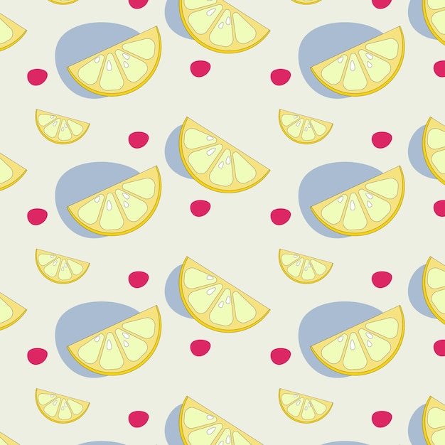 Seamless pattern of citrus fruit Lemon orange lime Outline silhouette vector