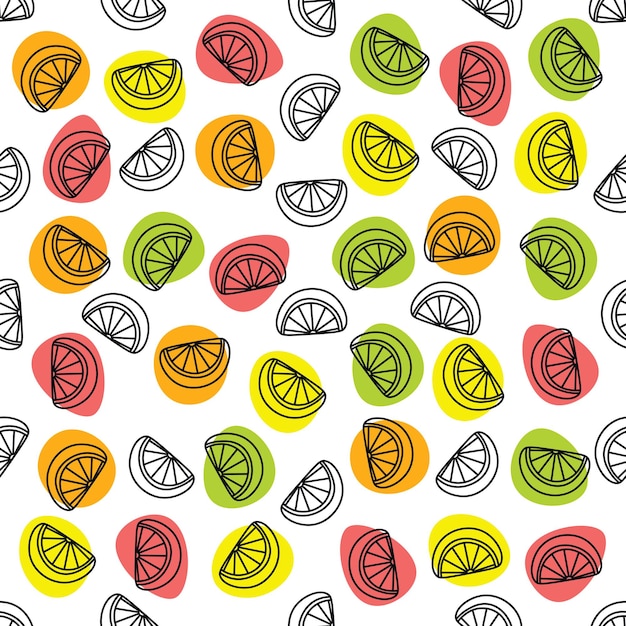 Seamless pattern of citrus slices. Fruit background.