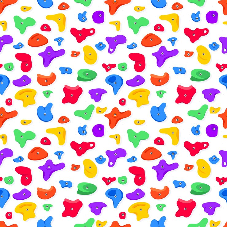 Vector seamless pattern of climbing grips or holds in the gym bouldering training flat style design vector