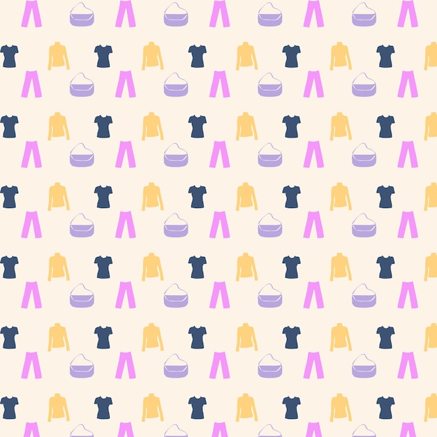 Vector seamless pattern of clothes on a pink background
