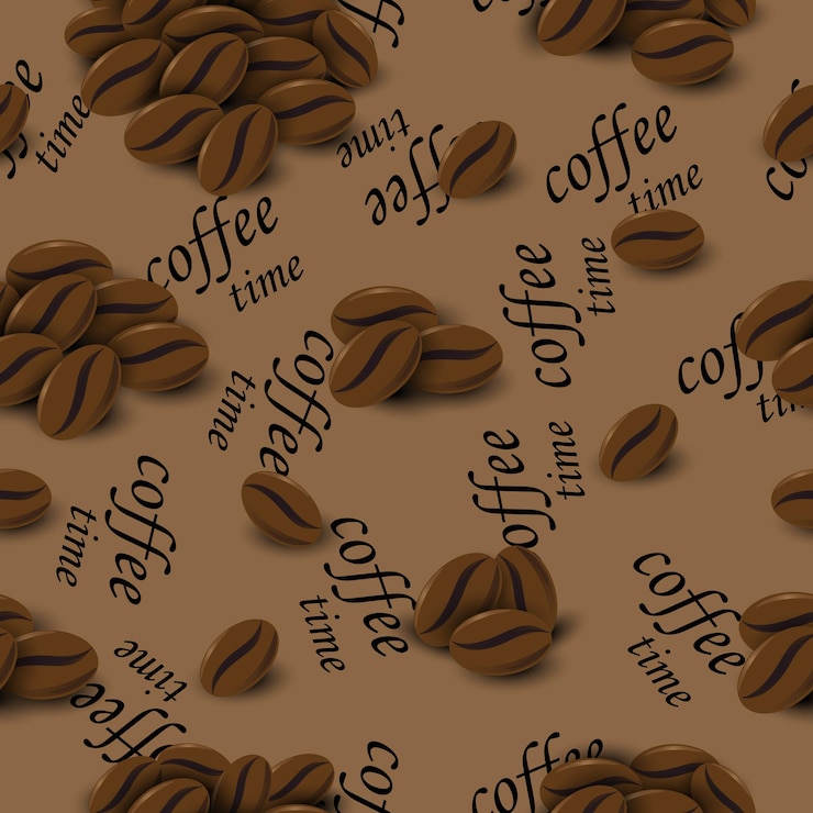 Vector seamless pattern of coffee beans for involucre.
