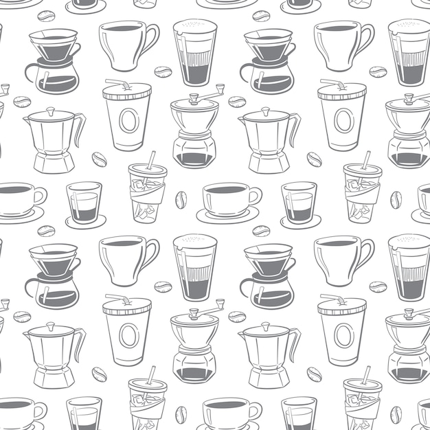 Reticolo senza giunte di doodle del caffè