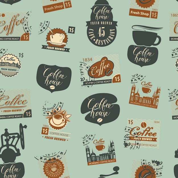 Vector seamless pattern on coffee theme