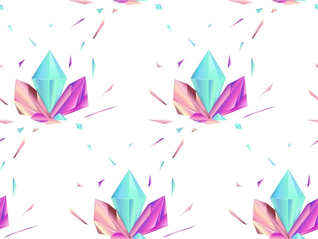 Vector seamless pattern of colored magic crystals vector