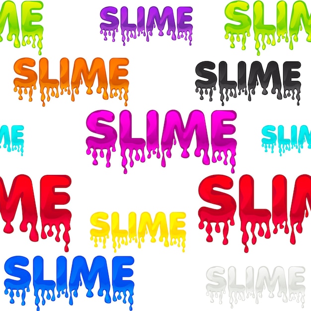 Seamless pattern colored text slime, white texture with sticky substance