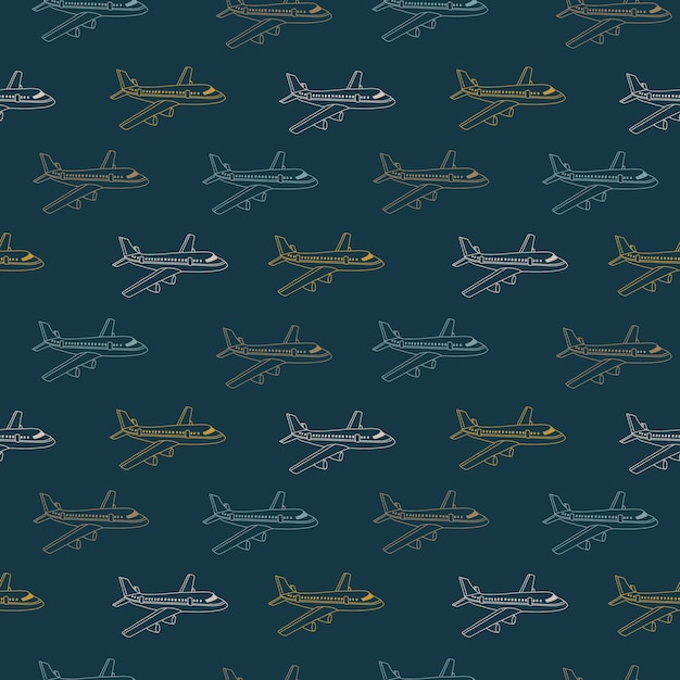 Seamless pattern of colorful airplanes.