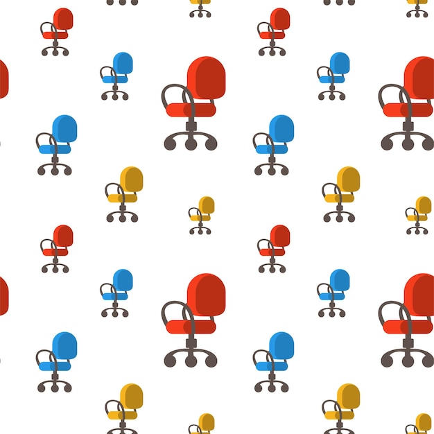 Seamless pattern colorful chairs on white background