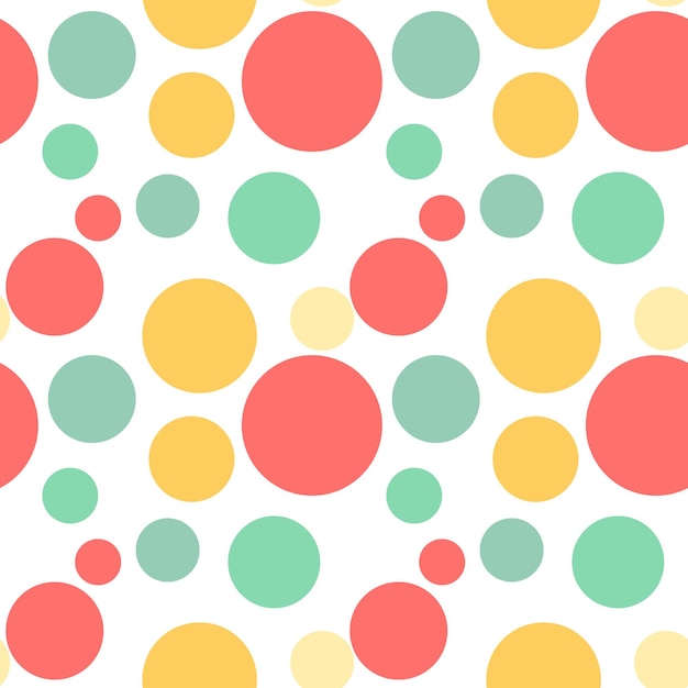 Seamless pattern of colorful circles dots in trendy colors. Vector illustration