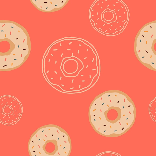 Seamless pattern of colorful donuts