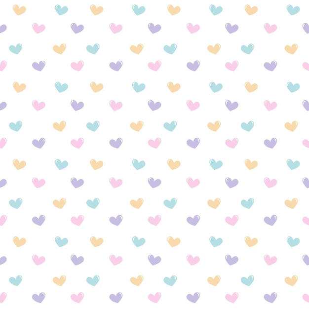 Seamless pattern colorful of hearts on white background Cute design for scrapbooking decoration