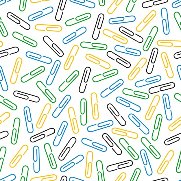 Seamless pattern of colorful paper clips