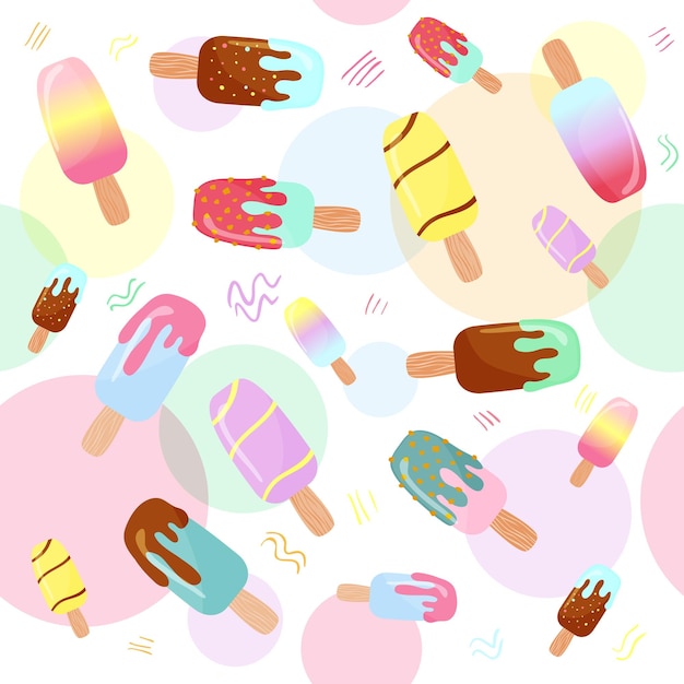 Seamless pattern of colorful  popsicles