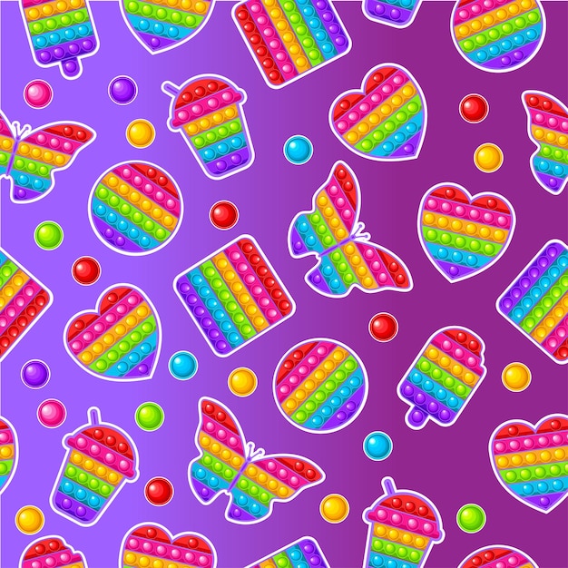 Seamless pattern Colorful sensory antistress toy for fidget pop it