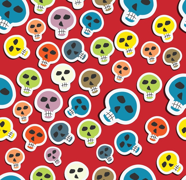 seamless pattern colour skulls