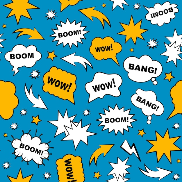 Seamless pattern comic speech bubbles in pop art style