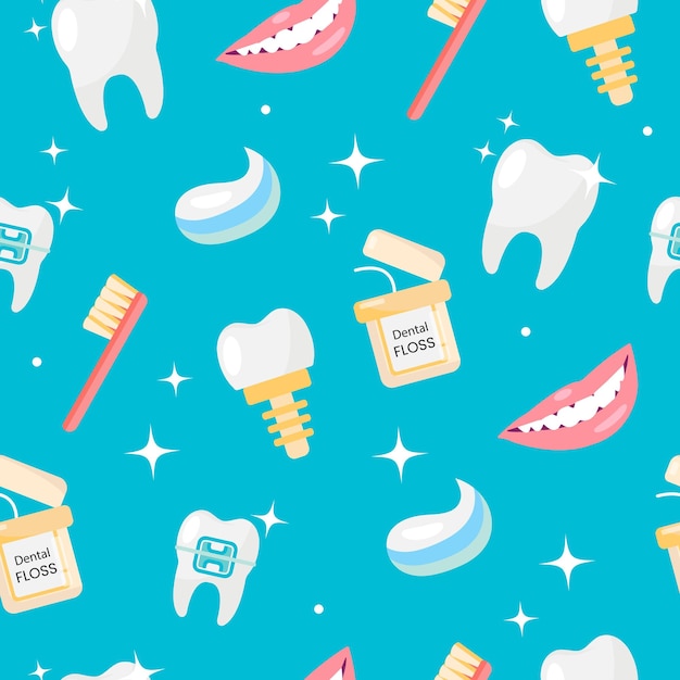 Vector seamless pattern concept of dental care