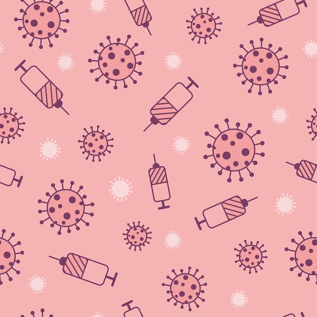 Seamless pattern covid 19 vaccine coronavirus vector and illustration