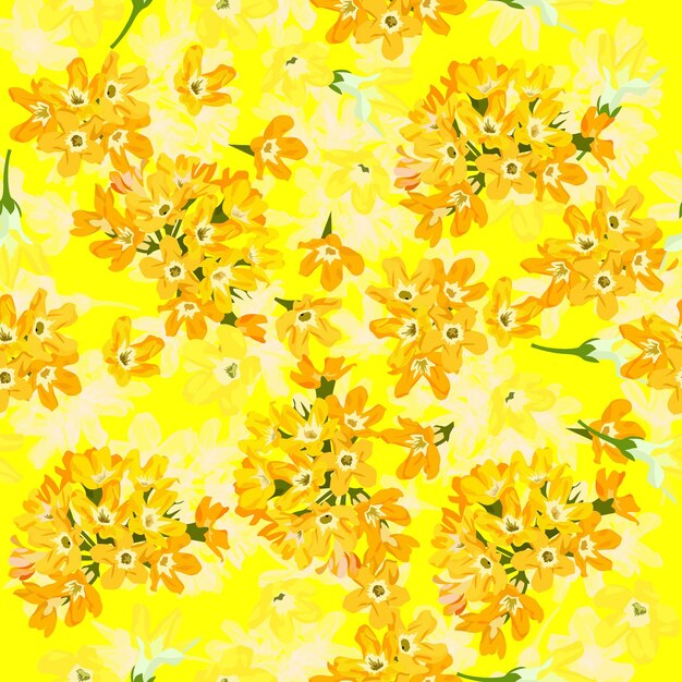 A seamless pattern of Cowslip creeper flowers vector illustration