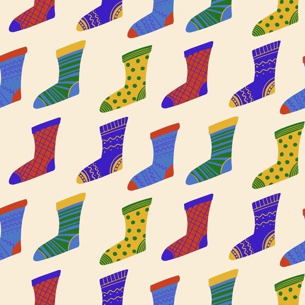 Vector seamless pattern of cozy knitted socks