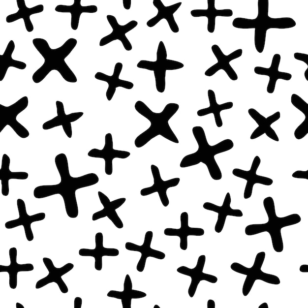 Seamless pattern crosses in a chaotic mess hand drawn