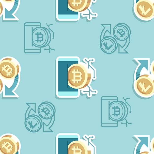 Seamless pattern cryptocurrency cartoon