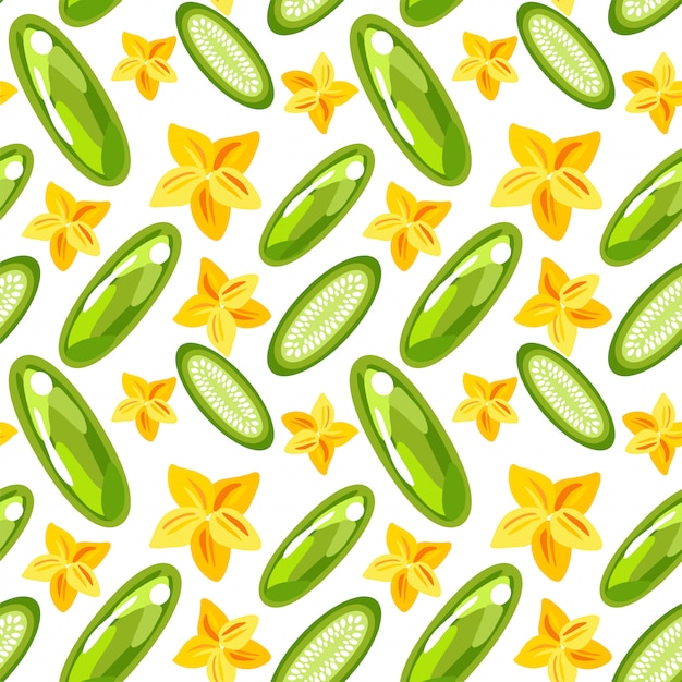 Vector seamless pattern of cucumbers