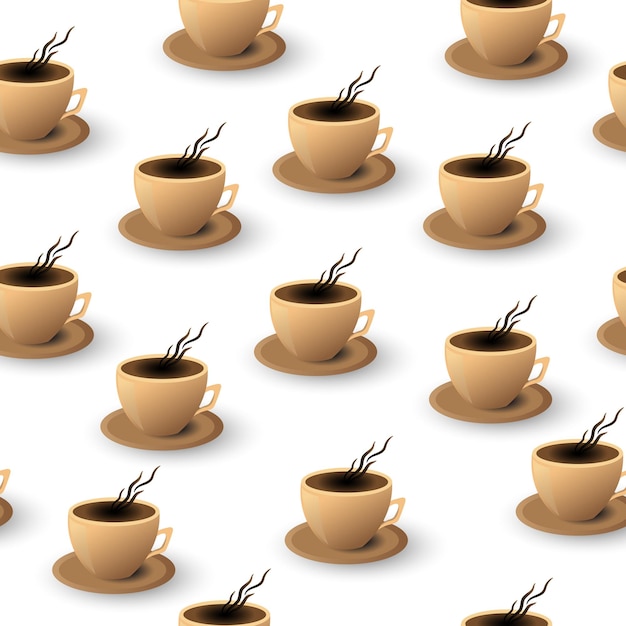 Seamless pattern of cups and coffee husk