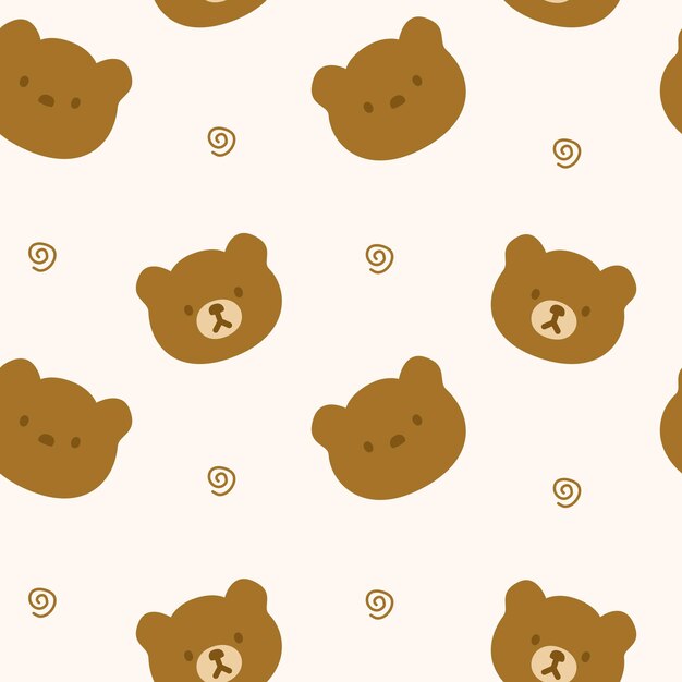 Seamless Pattern of Cute Bear face Handrawn Illustration