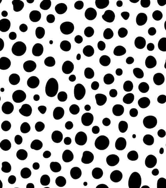 Seamless pattern of cute black cartoon spots, original doodle vector drawing