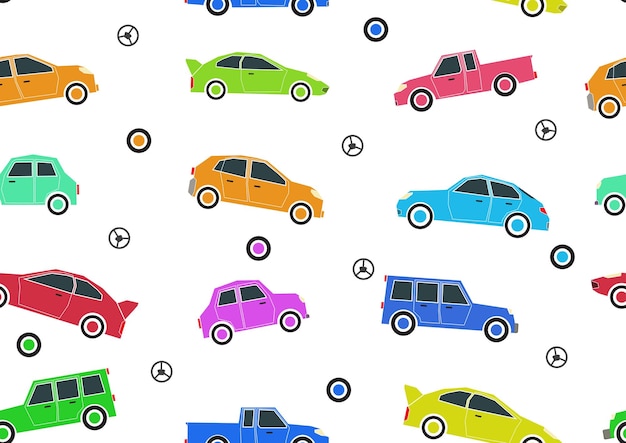 Seamless pattern cute car