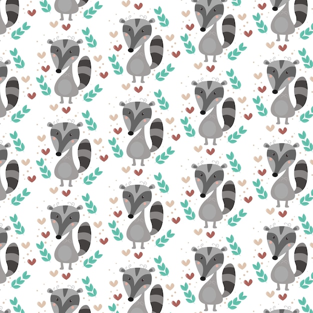 seamless pattern of cute cartoon animal characters for baby prints