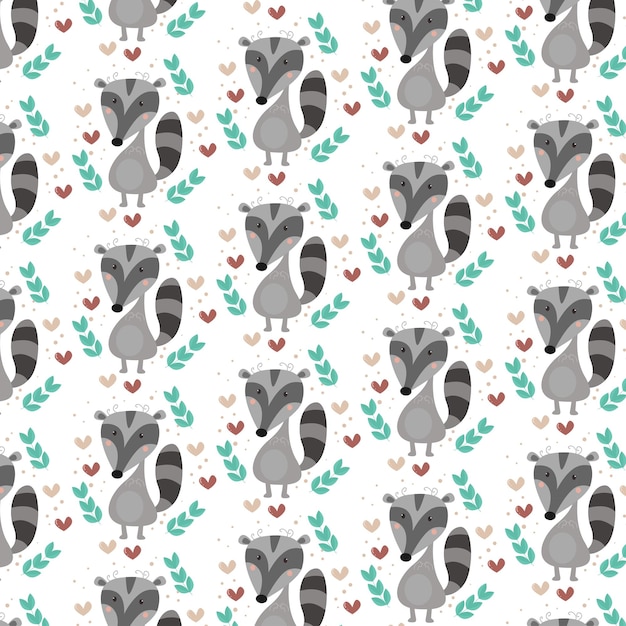 Vector seamless pattern of cute cartoon animal characters for baby prints