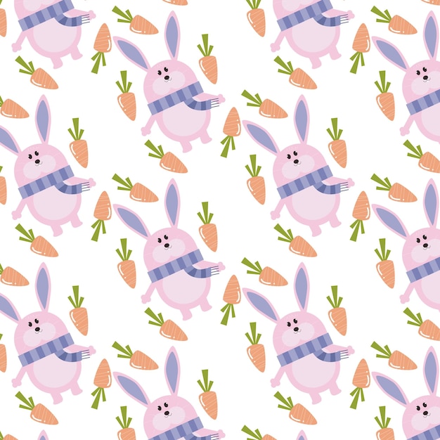 Seamless pattern of cute cartoon animal characters for baby prints