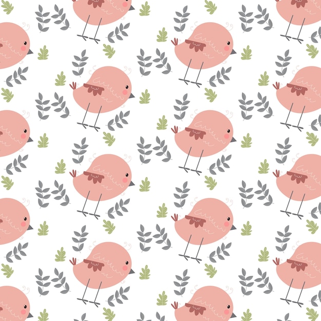 Seamless pattern of cute cartoon animal characters for baby prints