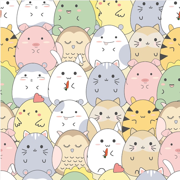 seamless pattern cute cartoon animal