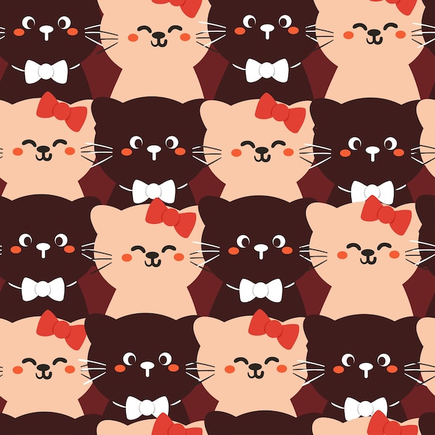 Seamless pattern cute cartoon cat