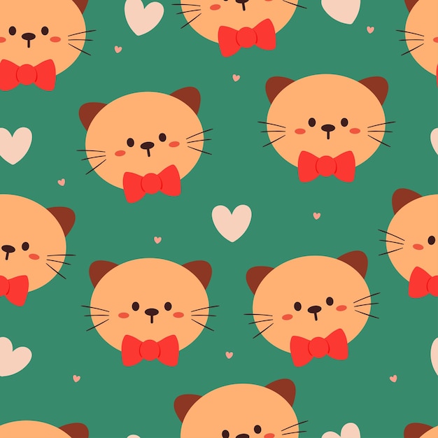 seamless pattern cute cartoon cat