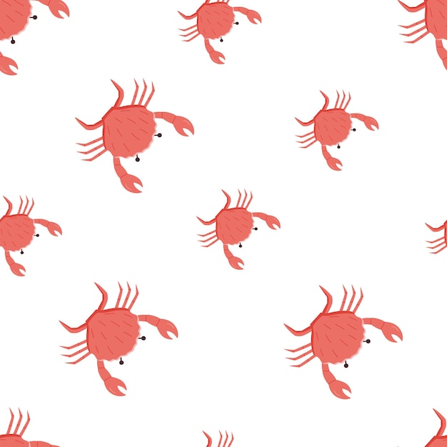 Vector seamless pattern cute cartoon crab vector illustration of a marine animal background wallpaper