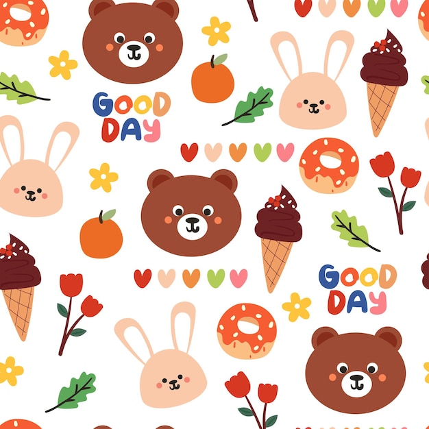 Seamless pattern cute cartoon element